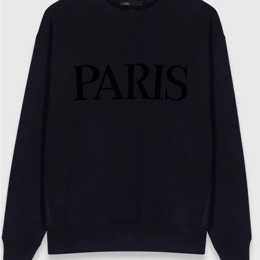 ** NWT ** Paris embossed logo sweatshirt - Size 3, Navy - Picture 2 of 4